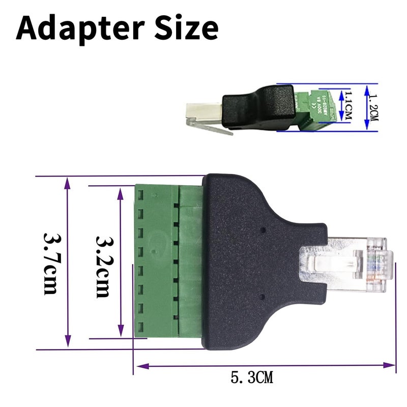 Poyiccot RJ45 Screw Terminal Adapter 2-Pack, Network Ethernet Adapter, RJ45 Breakout Board 8p8c Male to 8 Pin AV Terminal Screw Converter Block Plug for CCTV, Cat5, Cat6 - Image 2